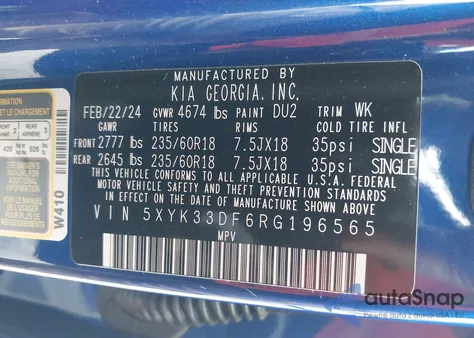 2024 Kia Sportage Ex z USA, uszkodzony, nr VIN 5XYK33DF6RG196565